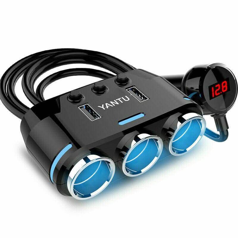 Cigarette Lighter Adapter 3x Multiple Ports USB Car Charger