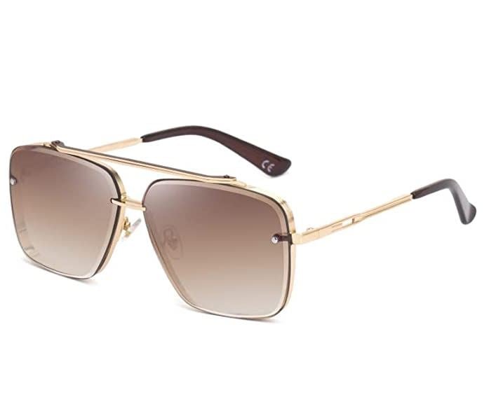 Classic Aviator Mirrored Flat Lens Sunglasses Metal Frame for Men and Women - Battery Mate