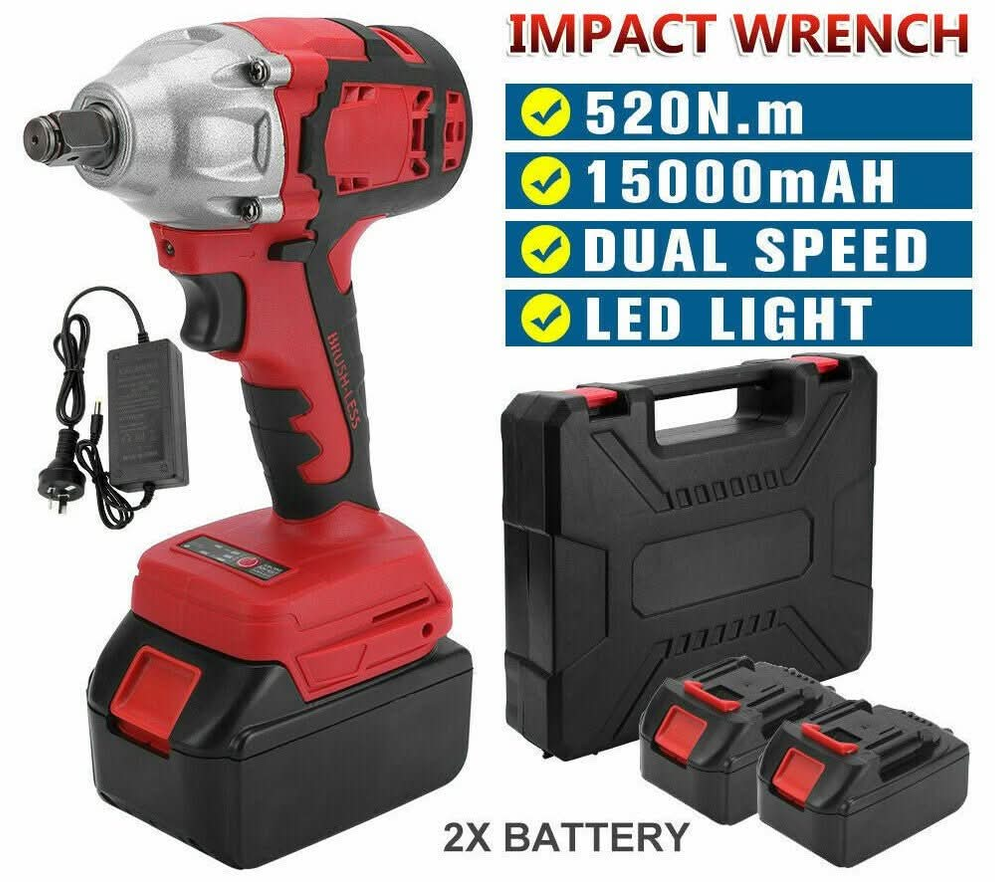 Cordless Power Impact Wrench Brushless Rattle Gun Drill Tool Socket w ...