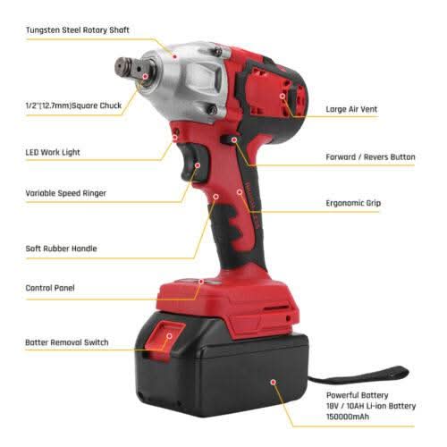 Cordless Power Impact Wrench Brushless Rattle Gun Drill Tool Socket w ...