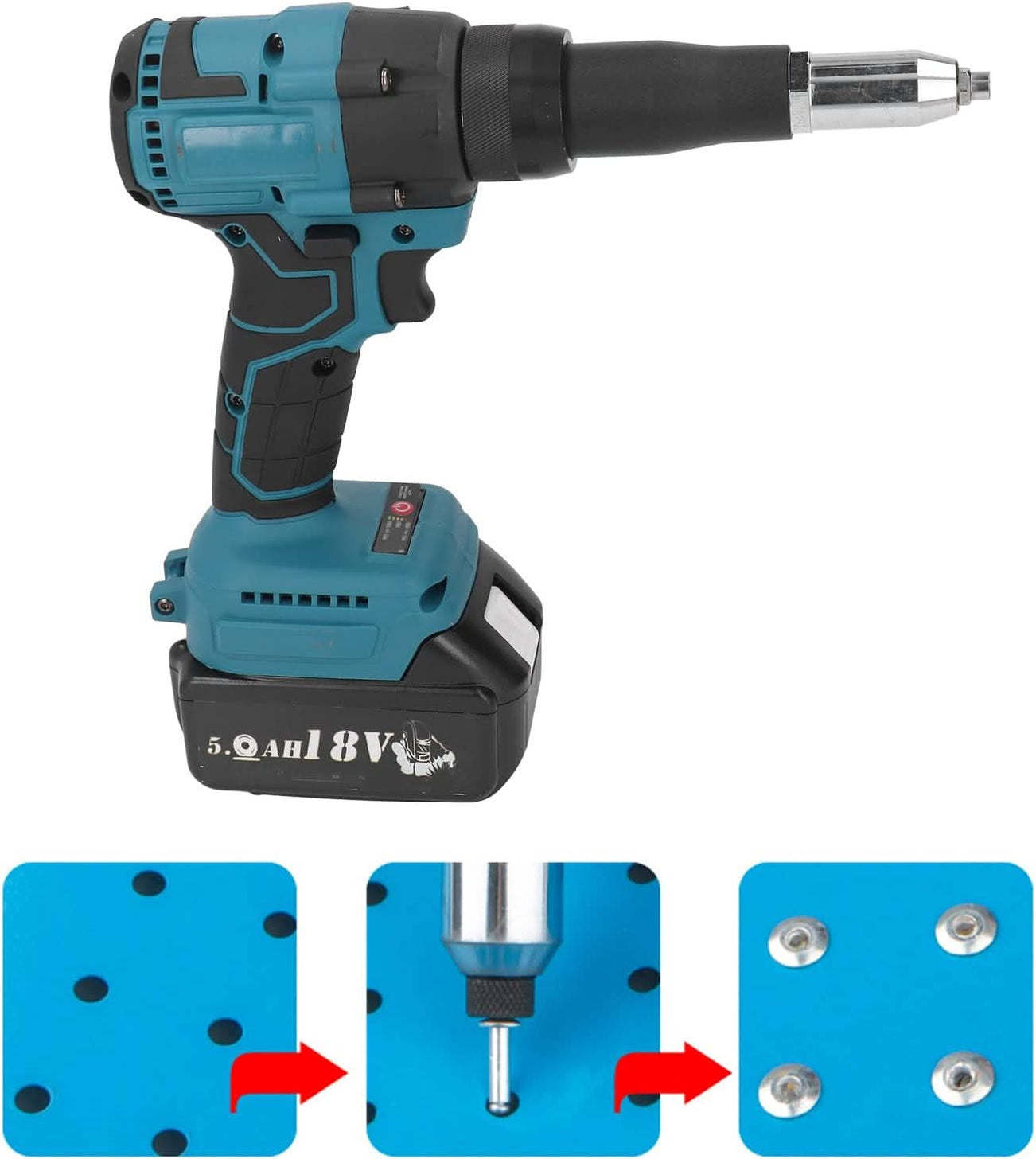 Cordless Rivet Gun 360W Heavy Duty Electric Rivet Gun Brushless Kit wi ...