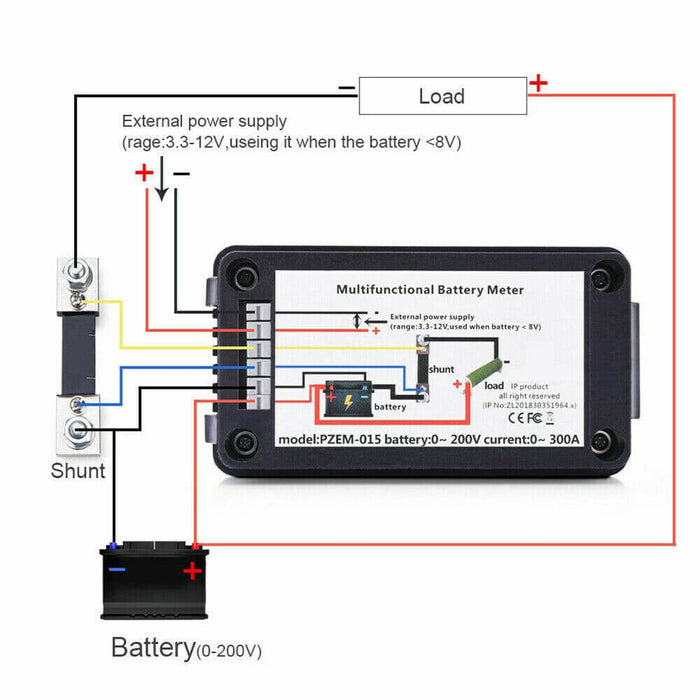 DC Battery Monitor 300A Shunt With wiring Tools For RV Car Solar System Durable - Battery Mate