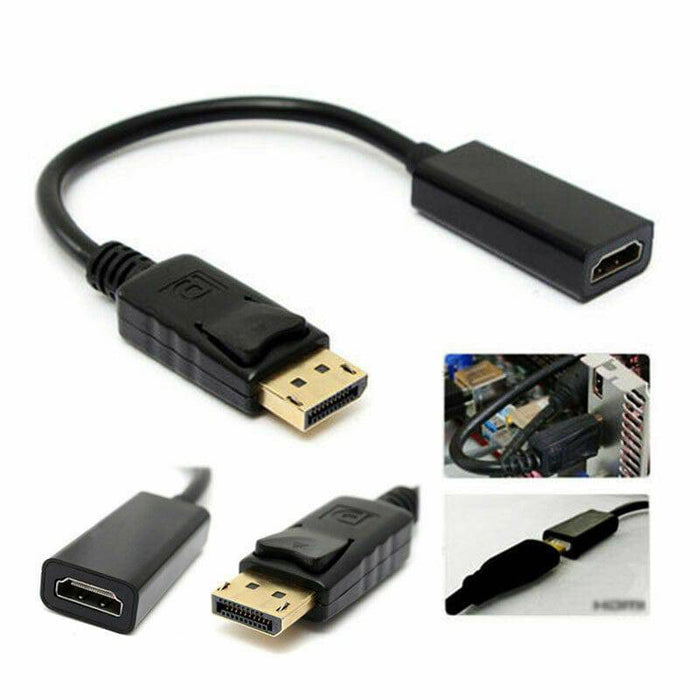 Displayport DP to HDMI Adapter Male Female Cable Full HD 1080P Display Port Lead - Battery Mate