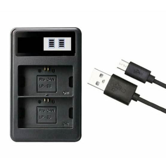 Dual Battery Charger For CANON LP-E6 EOS 6D 7D 70D 60D 5D Mark III
