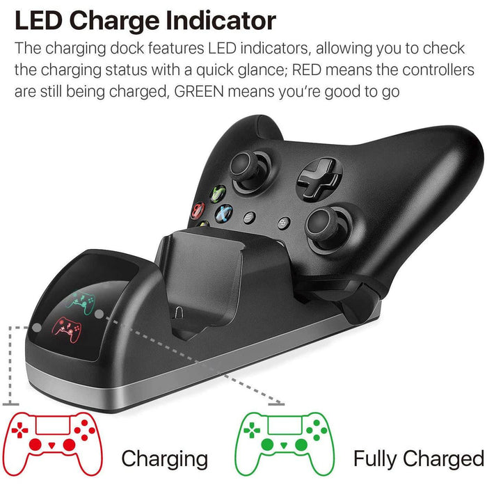 Dual Dock Charger Charging Station + 2 Rechargeable Battery for Xbox One/S/X Controller - Battery Mate