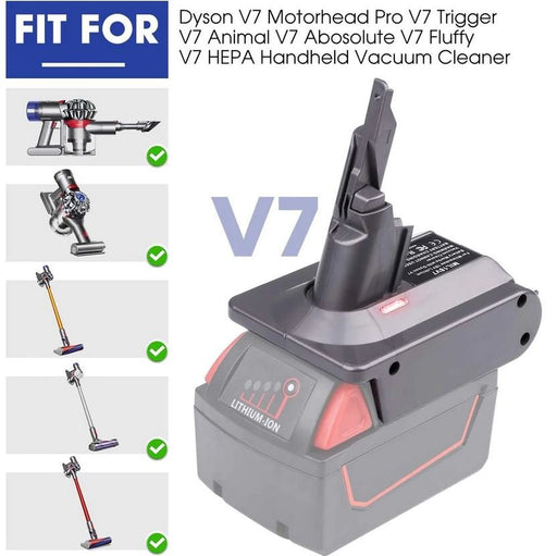Dyson V7 Adapter for Milwaukee M18 18V Lithium Battery Converter to Replace for Dyson V7 Battery - Battery Mate