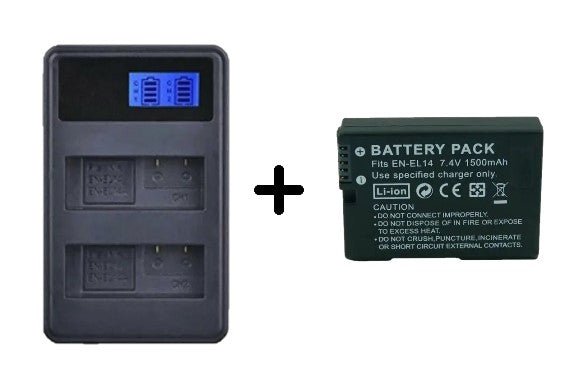 EN-EL14 Battery + Twin Charger For Nikon Camera | D3100 D3200 D5100 P7000 P7100 - Battery Mate