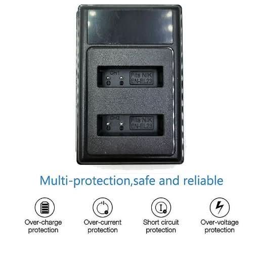 EN-EL23 Replacement Battery Twin Charger For Nikon Coolpix B700