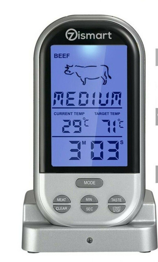 Food Meat Oven BBQ Thermometer Digital Wireless Remote Probe Cooking Set Grill - Battery Mate