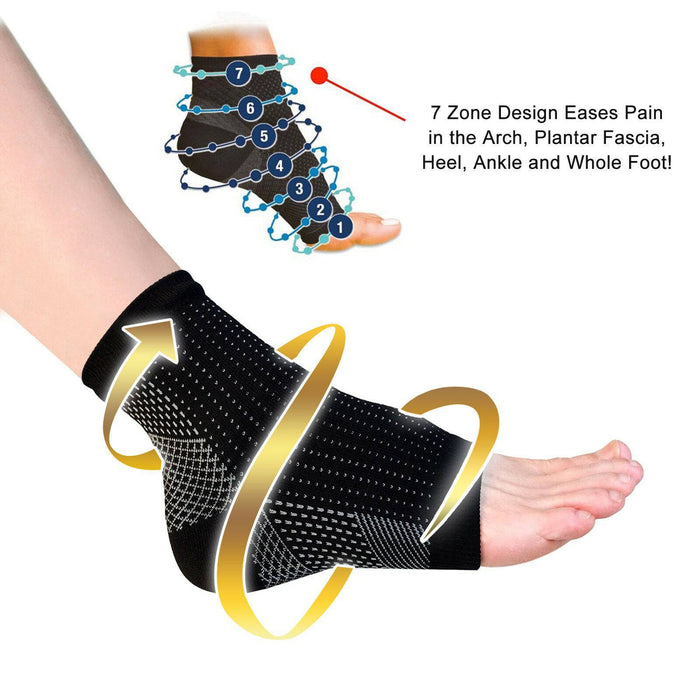 Foot Ankle Compression socks Foot Sleeve Plantar Arthritis Achy Heel Support - Battery Mate