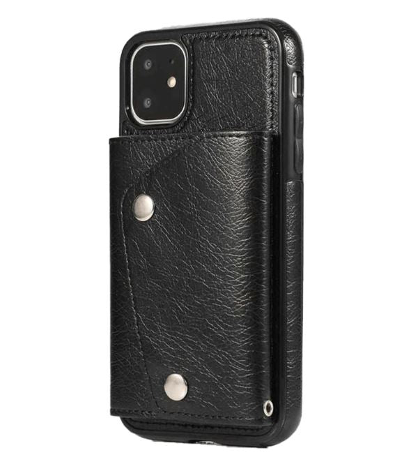 For iPhone 11 Luxury Leather Wallet Shockproof Case Cover | Black - Battery Mate