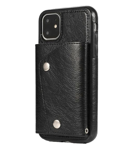 For iPhone 11 Pro Max Luxury Leather Wallet Shockproof Case Cover | Black - Battery Mate