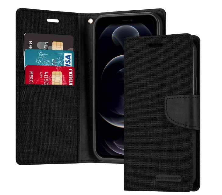 For iPhone 13 Pro Wallet Flip Denim Case Cover - Battery Mate