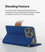 For iPhone 14 Pro Max Wallet Flip Denim Case Cover - Battery Mate