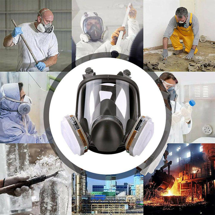Gas Mask 7 in 1 Full Face Chemical Spray Painting Respirator Vapour 6800 - Battery Mate