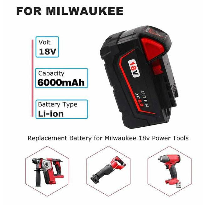 Generic Batteries for Milwaukee 18V 6.0Ah Battery Replacement | M18 Compatible Li-ion Battery | 4 Pack - Battery Mate