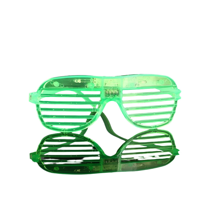 Green LED Glasses Light Up Shutter Shades Sunglasses Glow In The