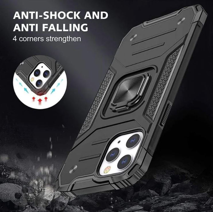 Green Shockproof Ring Case Stand Cover for iPhone 12ProMax - Battery Mate