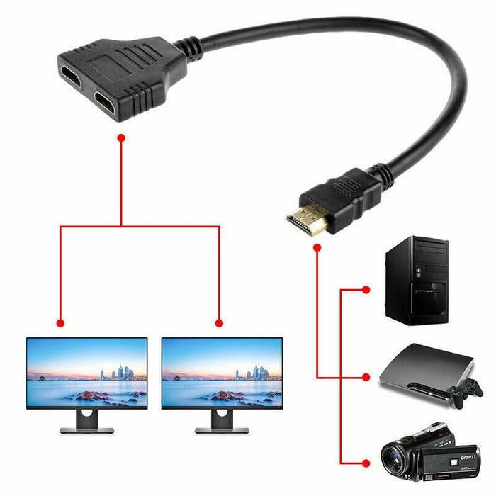 HDMI Splitter Adapter Converter 1 In 2 Out Multi Display Duplicator Amplifier Full HD 1080p - Battery Mate