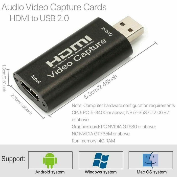 AIMOS HDMI Game Capture Karte, USB 2.0 Full HD 1080p HD Video Recorder Gerät Live Streaming für AIMOS HDMI Game Capture Karte, USB 2.0 Full HD 1080p HD Video Recorder Gerät Live Streaming für