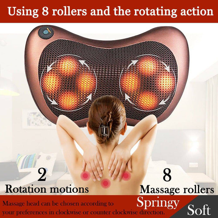 Home Car Shiatsu Massage Pillow Massager Cushion Neck Back Shoulder Body Relief - Battery Mate