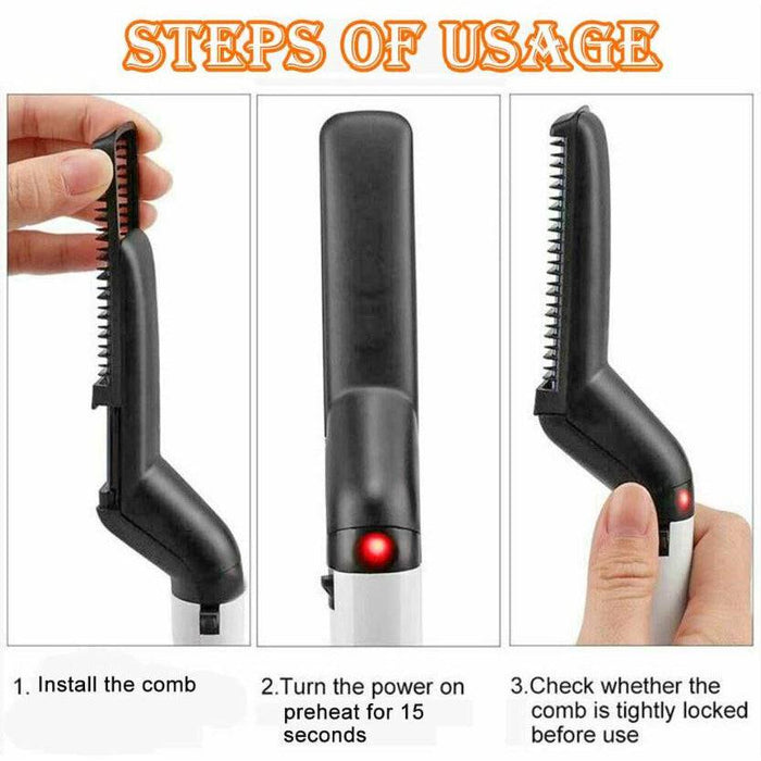Ionic Beard Straightening Comb Styling Beard Straightening Brush for Men Portable Heating Beard Straightener - Battery Mate