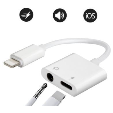 iPhone to 3.5mm Splitter 2in1 Adapter to AUX Headphone and Charger - Battery Mate