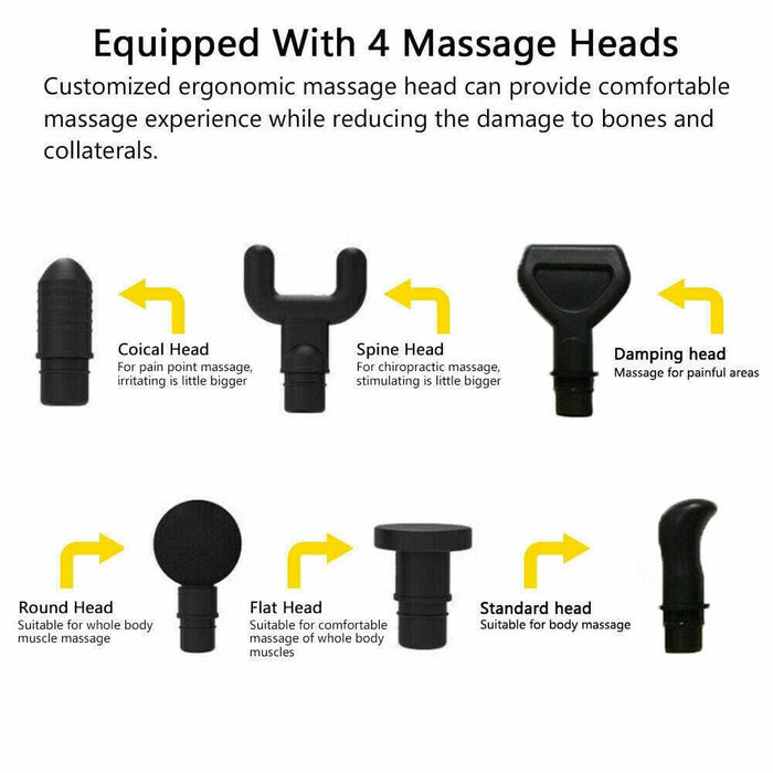 LCD Massage Gun with Powerful 6 Heads Percussion Vibration Muscle Therapy Deep Tissue - Battery Mate