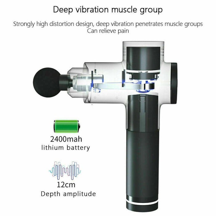 LCD Massage Gun with Powerful 6 Heads Percussion Vibration Muscle Therapy Deep Tissue - Battery Mate