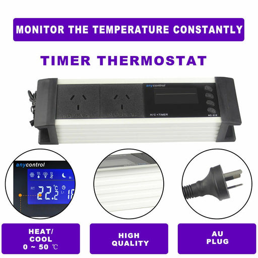 LCD Reptile Aquarium Digital Day/Night Timer Temperature Thermostat Controller - Battery Mate