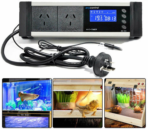 LCD Reptile Aquarium Digital Day/Night Timer Temperature Thermostat Controller - Battery Mate