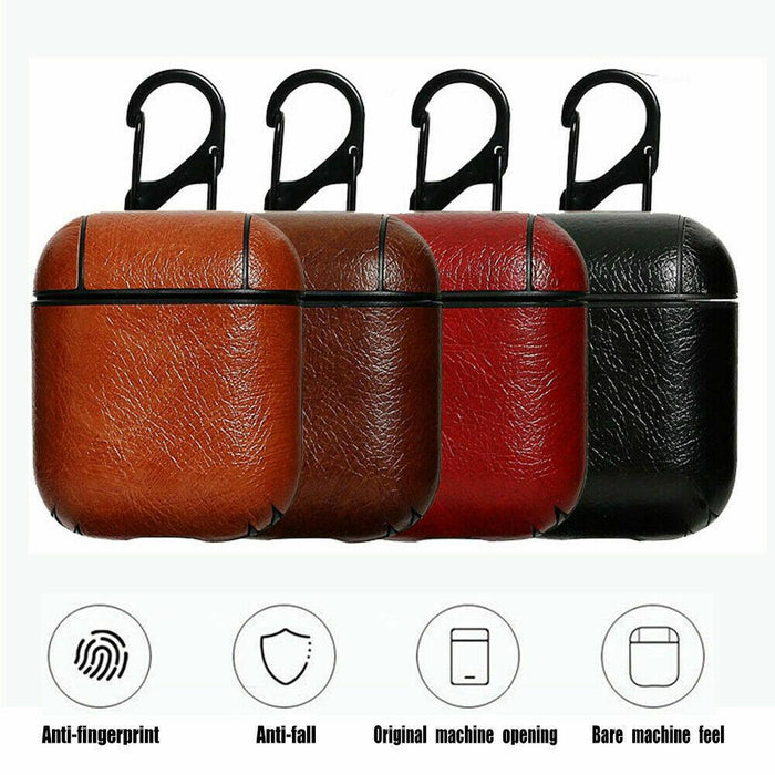 Leather Airpods Protective Cover Case Slim Skin Apple AirPod Earphones Gen 1 / 2 - Battery Mate