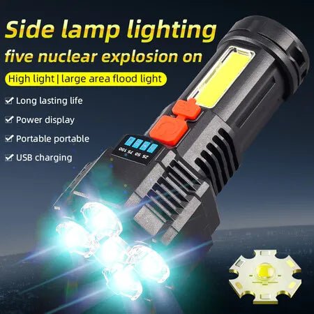 LED Super Bright Flashlight, Rechargeable Outdoor Multi-Functional Waterproof Led - Battery Mate