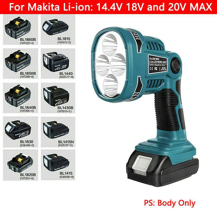 LED Work Flash Light Torch Lamp DML812 For Makita 18V Li-ion Battery charger - Battery Mate
