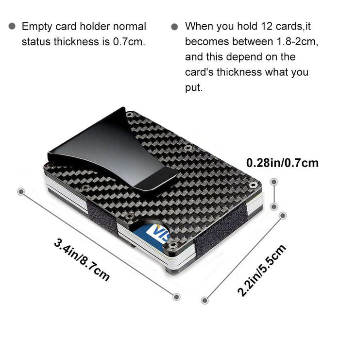 Men Carbon Fiber Credit Card Holder RFID Blocking Slim Wallet Money Clip Purse - Battery Mate