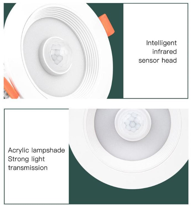 Motion Sensor LED Downlights Recessed 10W 85-265V LED Auto Lamp Smart LED Downlight Corridor Indoor Lighting - Battery Mate