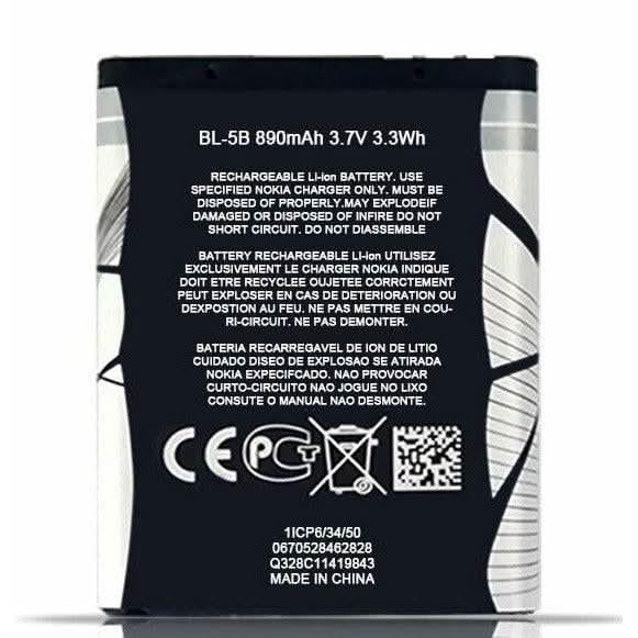 Nokia BL-5B Batteria Originale 820mAh – Compatibile Con 5140, 7260, 6120 E Tanti Altri Modelli - 5