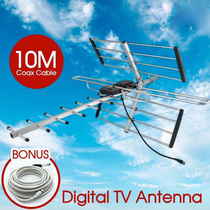 Outdoor Digital TV Antenna Aerial UHF VHF FM AUSTRALIAN Signal Amplifier Booster - Battery Mate