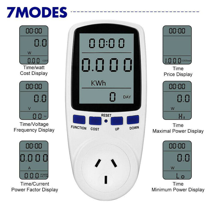 Power Energy Consumption Watt Meter Electricity Usage Monitor Equipment 240V - Battery Mate