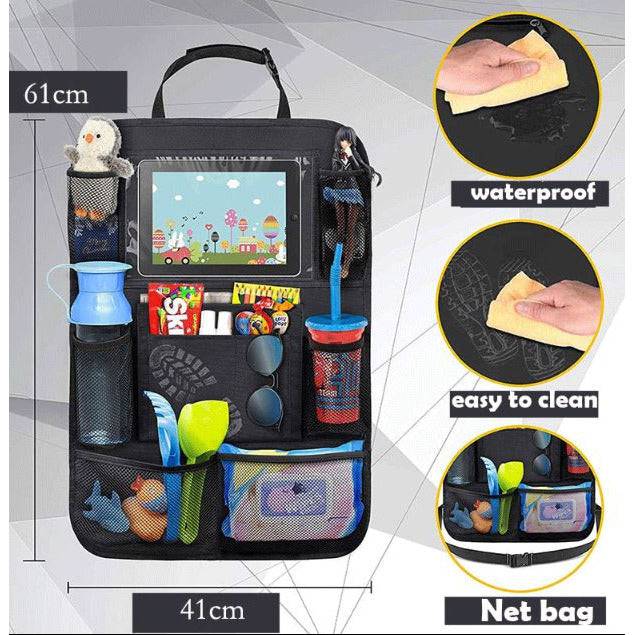 Premium Car Seat Back Organiser Multi Pocket Storage Bag Organizer Holder Travel - Battery Mate