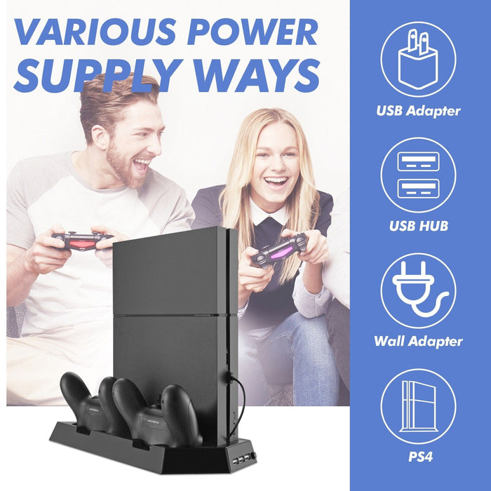 PS4 Stand Dock Controller Charger Cooling Fan Hub USB For Playstation 4 PS4 Slim - Battery Mate