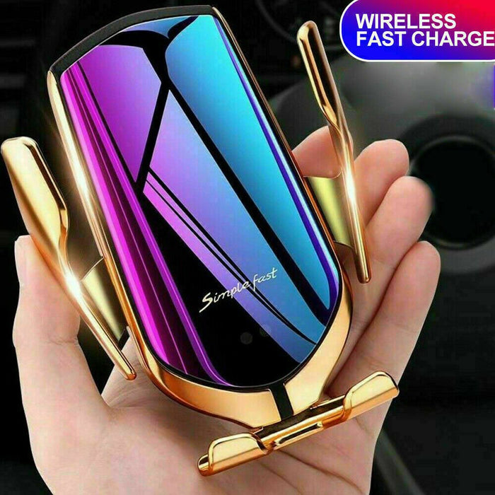 Qi Wireless Charger Car Mount Phone Holder Rack Automatic Clamping Smart Sensor - Battery Mate