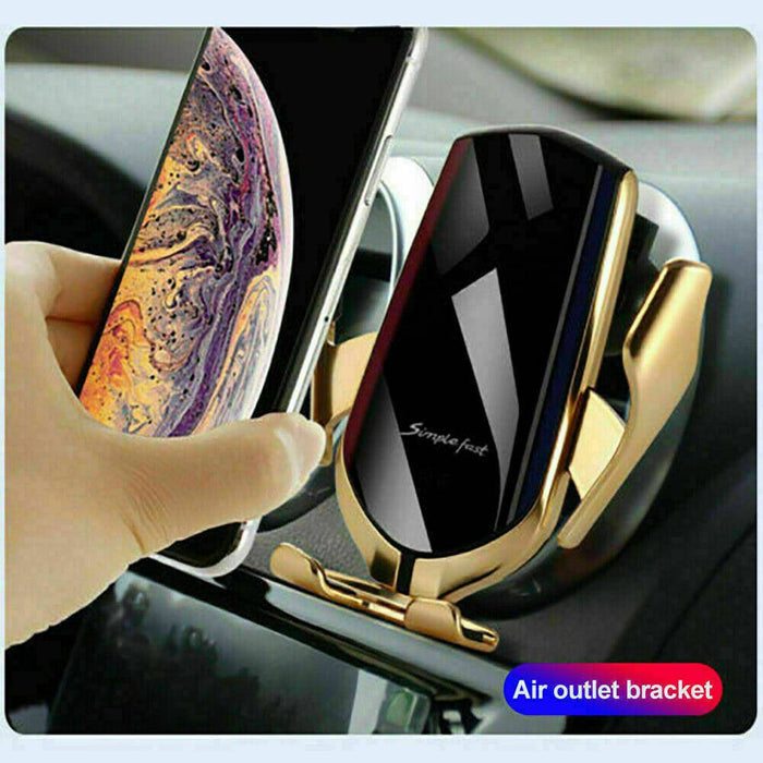 Qi Wireless Charger Car Mount Phone Holder Rack Automatic Clamping Smart Sensor - Battery Mate