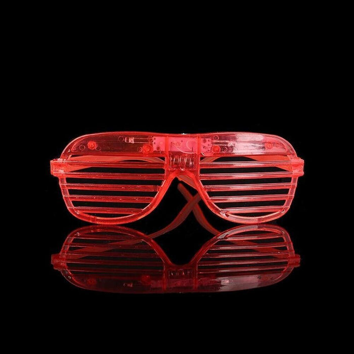 Red LED Glasses Light Up Shutter Shades Sunglasses Glow In The Dark Neon Party Toys - Battery Mate