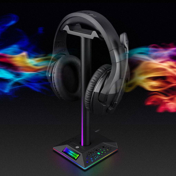 RGB Earphone Gaming Headset Holder Hanger Headphone Stand with 3.5mm 2 USB Ports - Battery Mate