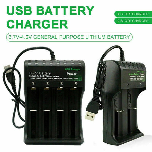 Smart USB 18650 Battery Charger 1 2 4 Slots for 3.7V Rechargeable Battery Charge - Battery Mate