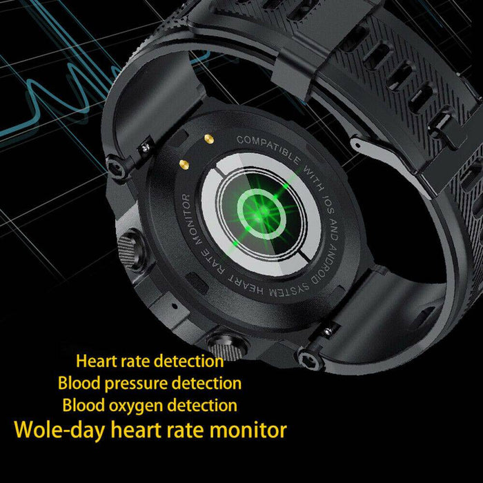 Smart Watch for Men with Bluetooth Call Sports Heart Rate Blood Pressure Oxygen Monitor | Black - Battery Mate