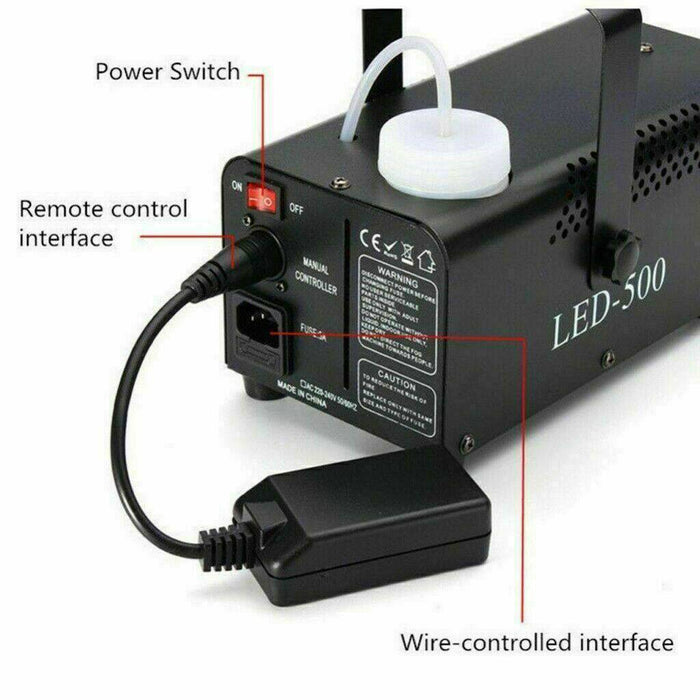 Smoke Machine RGB LED Party Club Disco DJ Effect Wireless Control-500W Fogger - Battery Mate