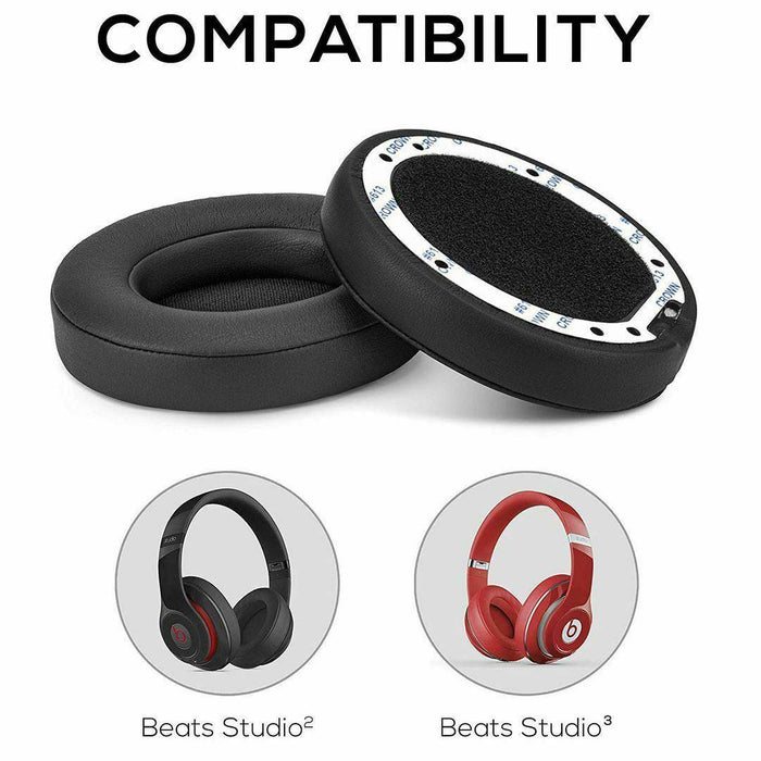Soft Replacement Ear Pads for Beats by Dr. Dre Studio 2.0 3.0 Wired & Wireless | Black - Battery Mate