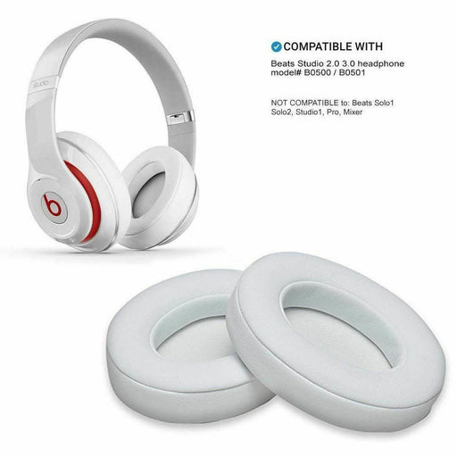 Soft Replacement Ear Pads for Beats by Dr. Dre Studio 2.0 3.0 Wired Wireless | White - Battery Mate